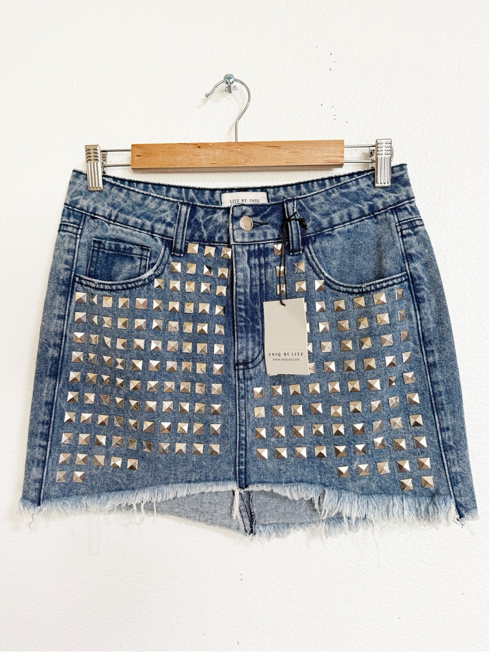 NEW Litz by Uniq Studded Denim Mini Skirt - Picture 3 of 10